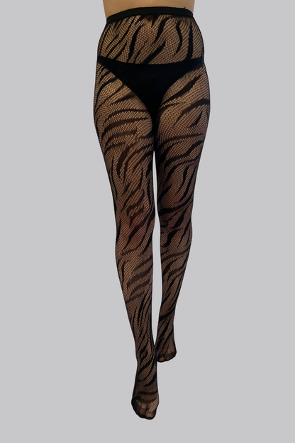 Zebra Fishnet Tights