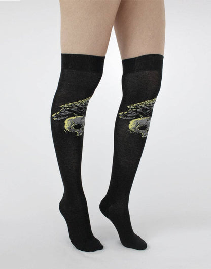 Raven Skull Over The Knee Sock