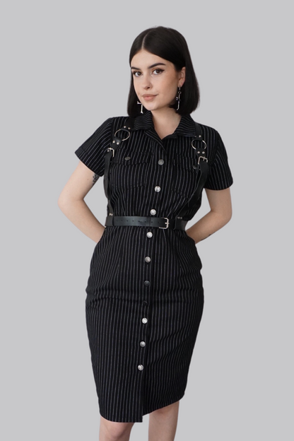 Denim Pinstripe Dress