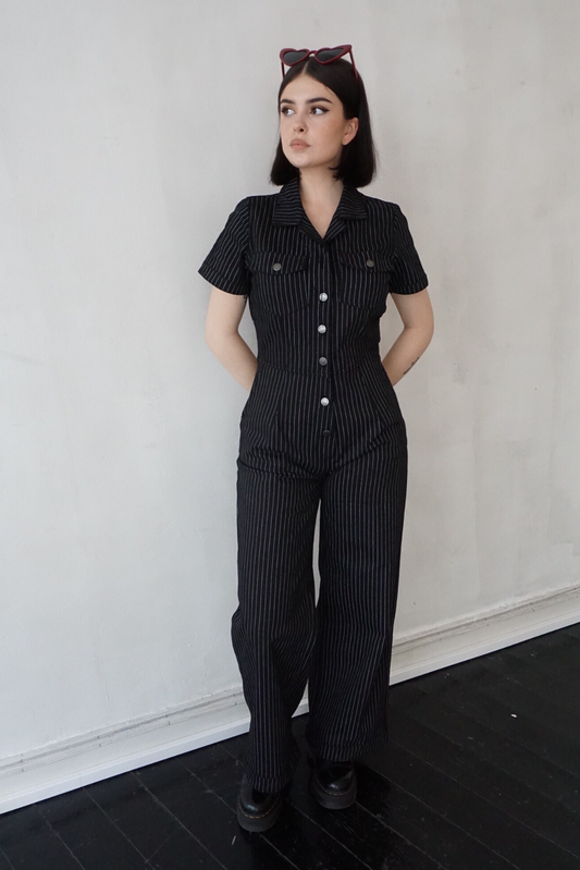 Denim Pinstripe Overalls