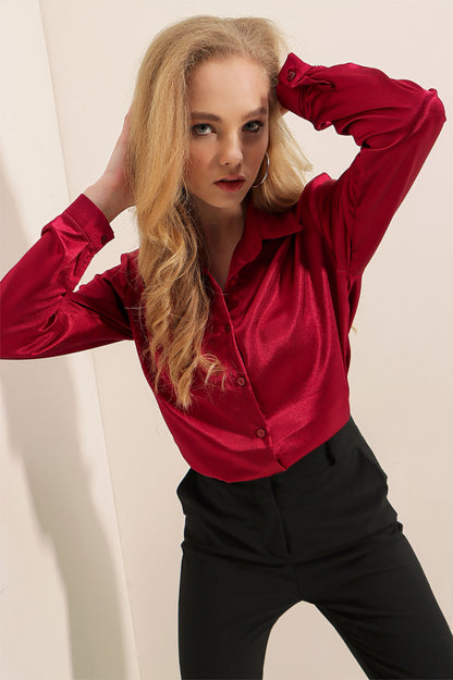 Crimson Satin Shirt